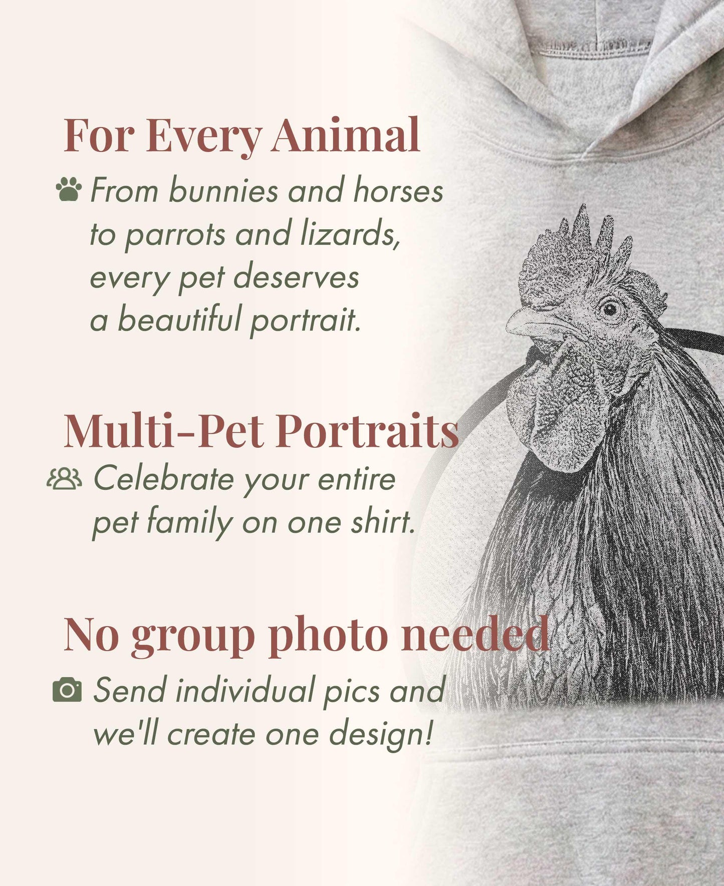 Custom Dog and Cat Hoodie Pet Portrait Gift for Dog Parents Lovers