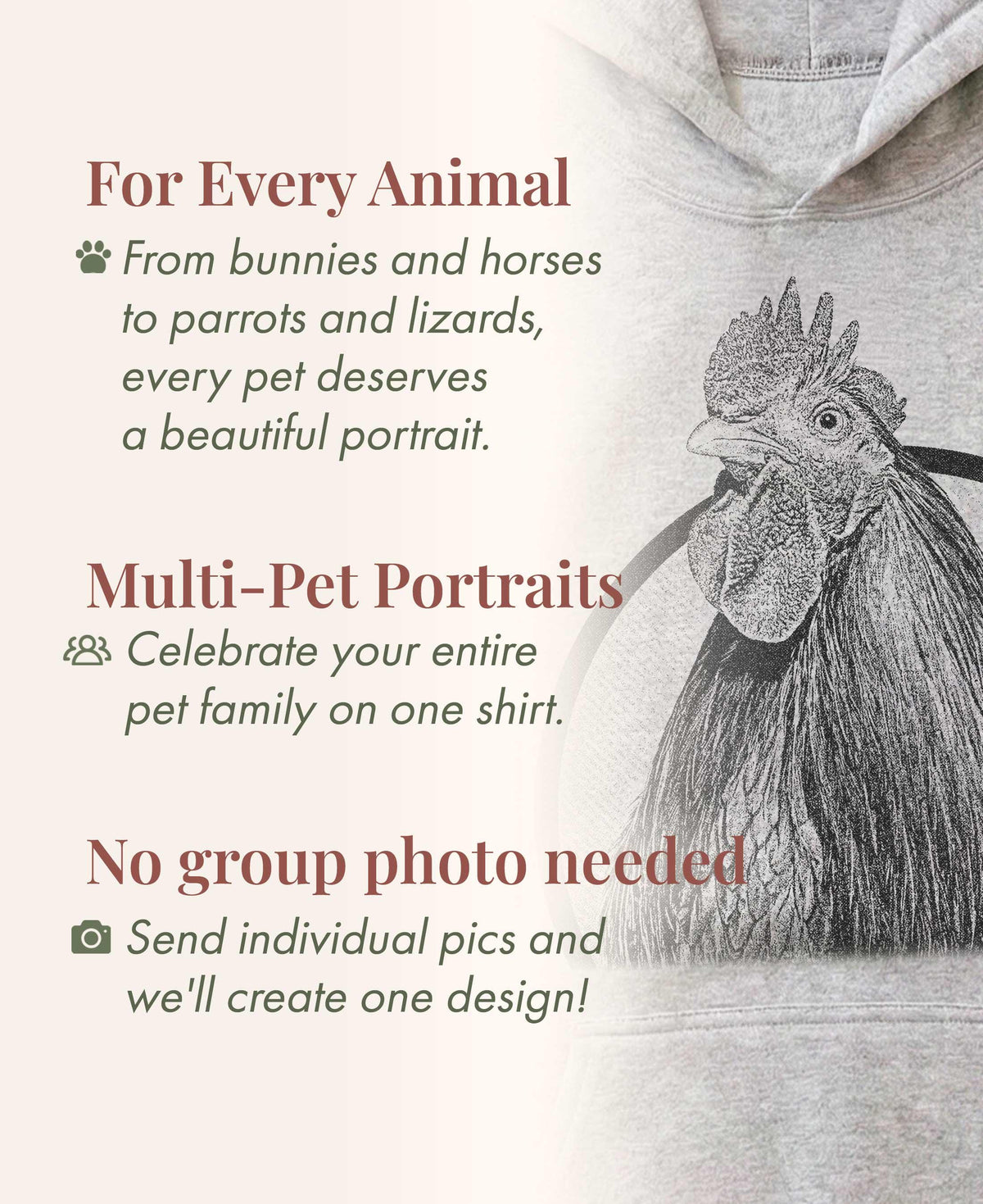 Custom Dog and Cat Hoodie Pet Portrait Gift for Dog Parents Lovers