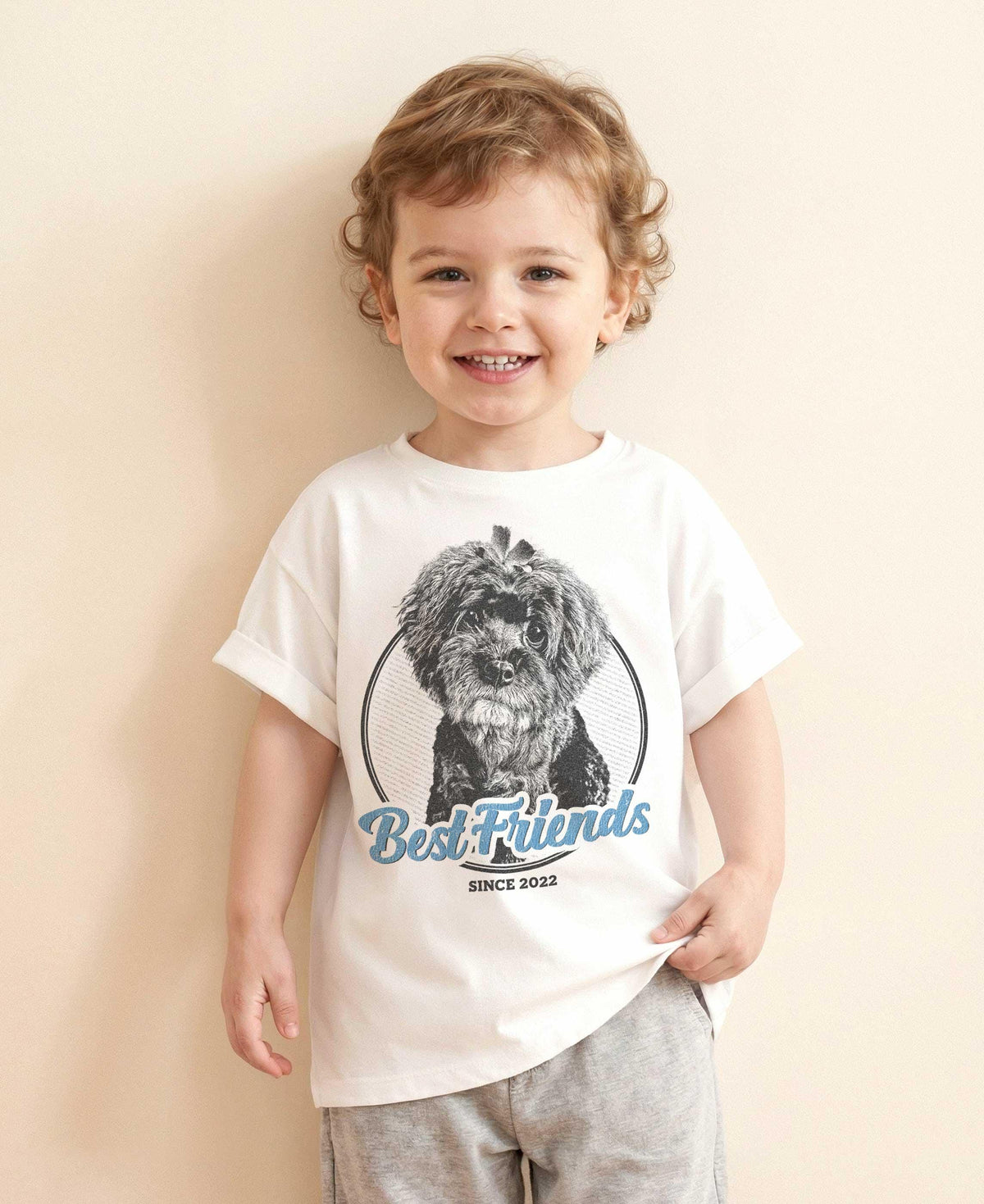 Custom Pet Portrait Kids Shirt Gift Personalized Dog Illustration Tee