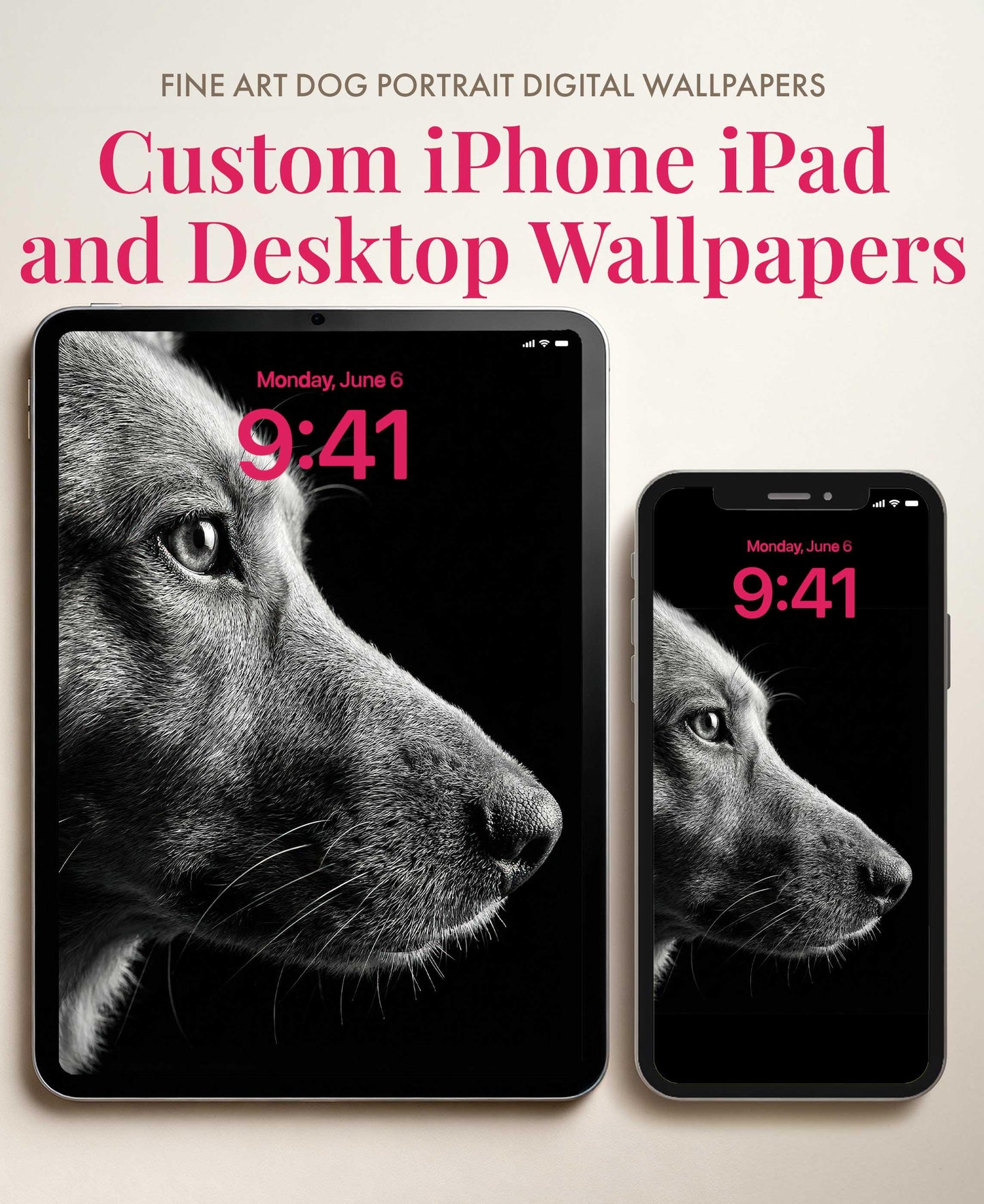 Custom Pet Portrait Wallpaper, Fine Art Dog Digital Art for iPhone, iPad, Desktop, Frame TV, Personalized Pet Photo Background, Dog Gift