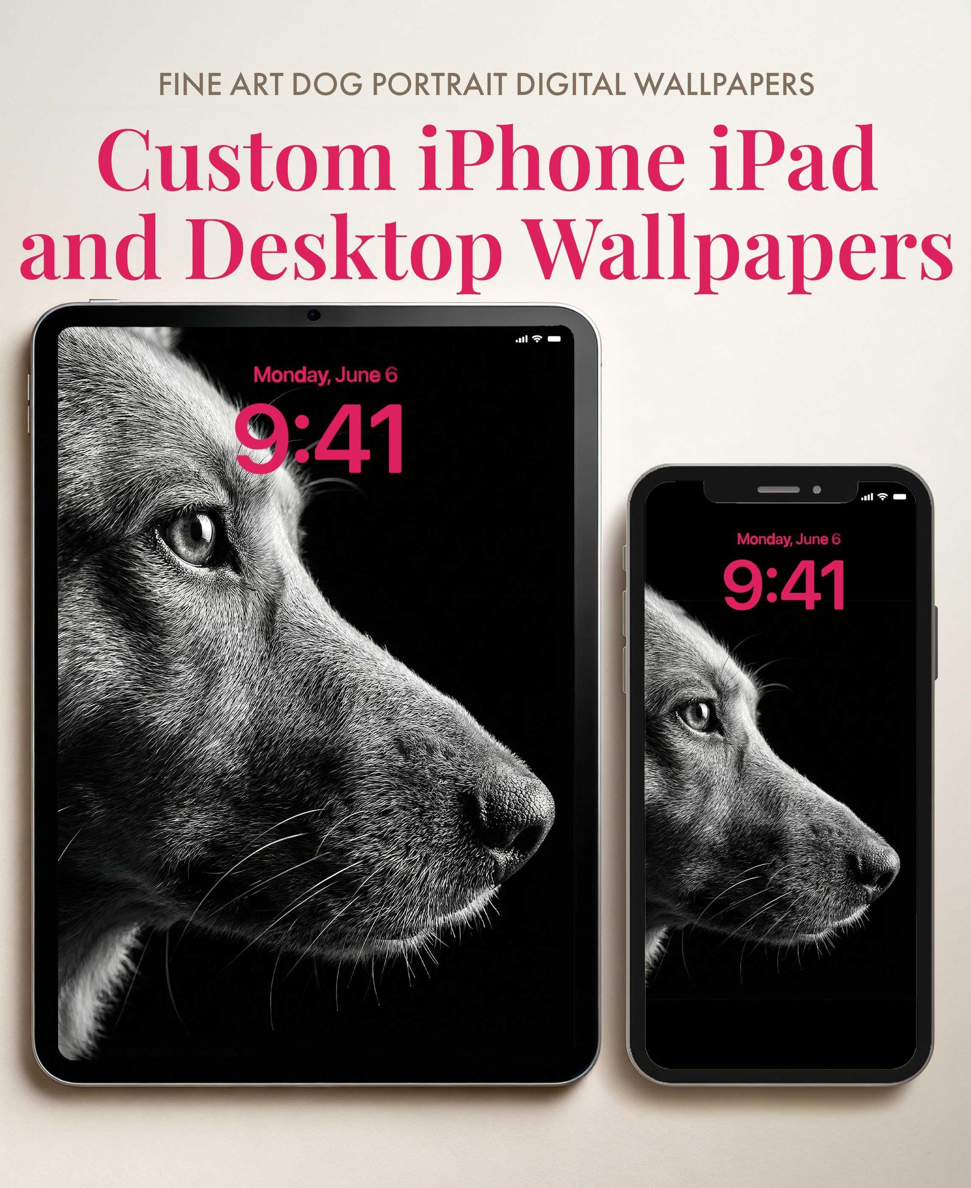 Custom Pet Portrait Wallpaper, Fine Art Dog Digital Art for iPhone, iPad, Desktop, Frame TV, Personalized Pet Photo Background, Dog Gift