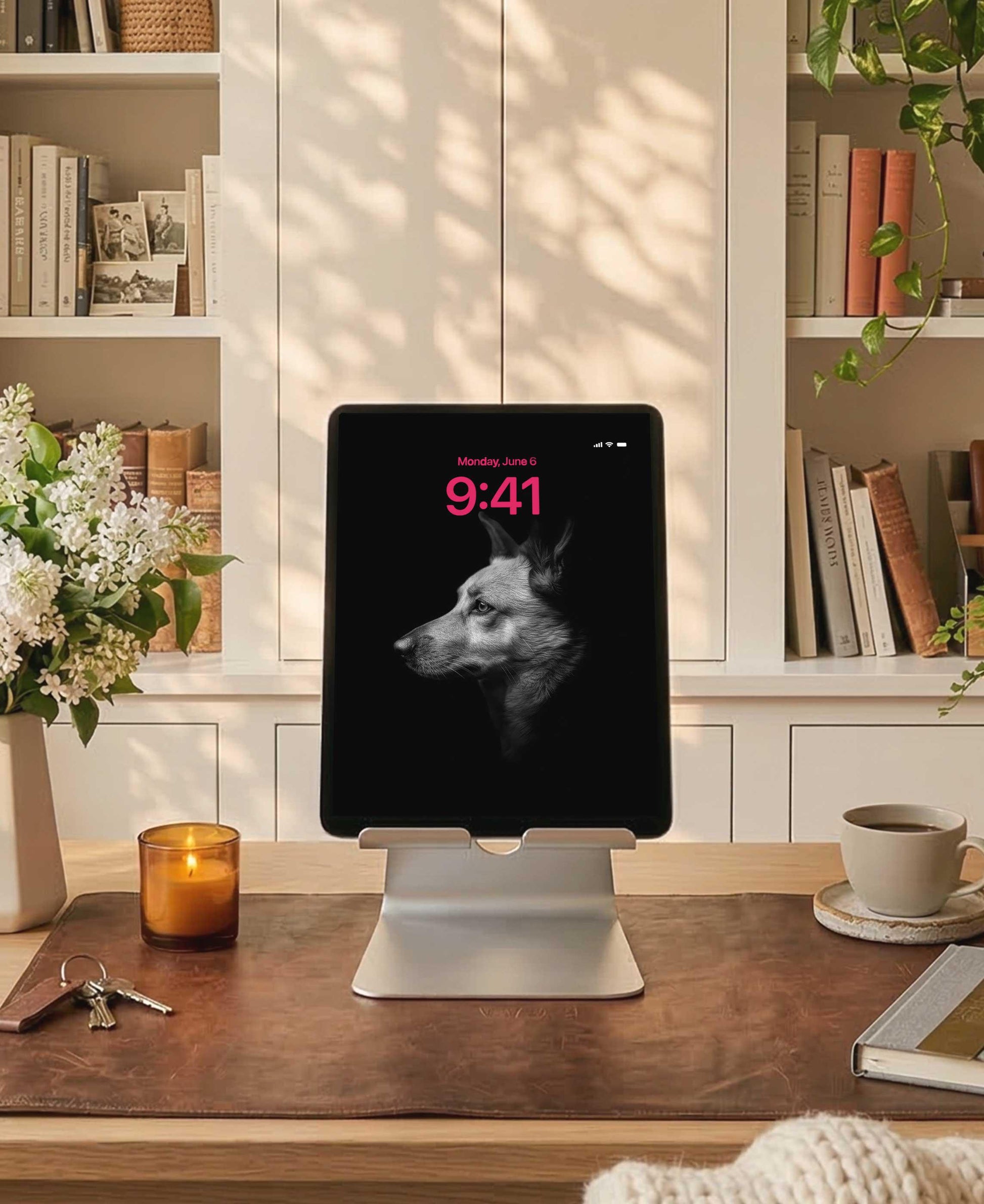 Custom Pet Portrait Wallpaper Black & White Fine Art for iPhone iPad Desktop Frame TV