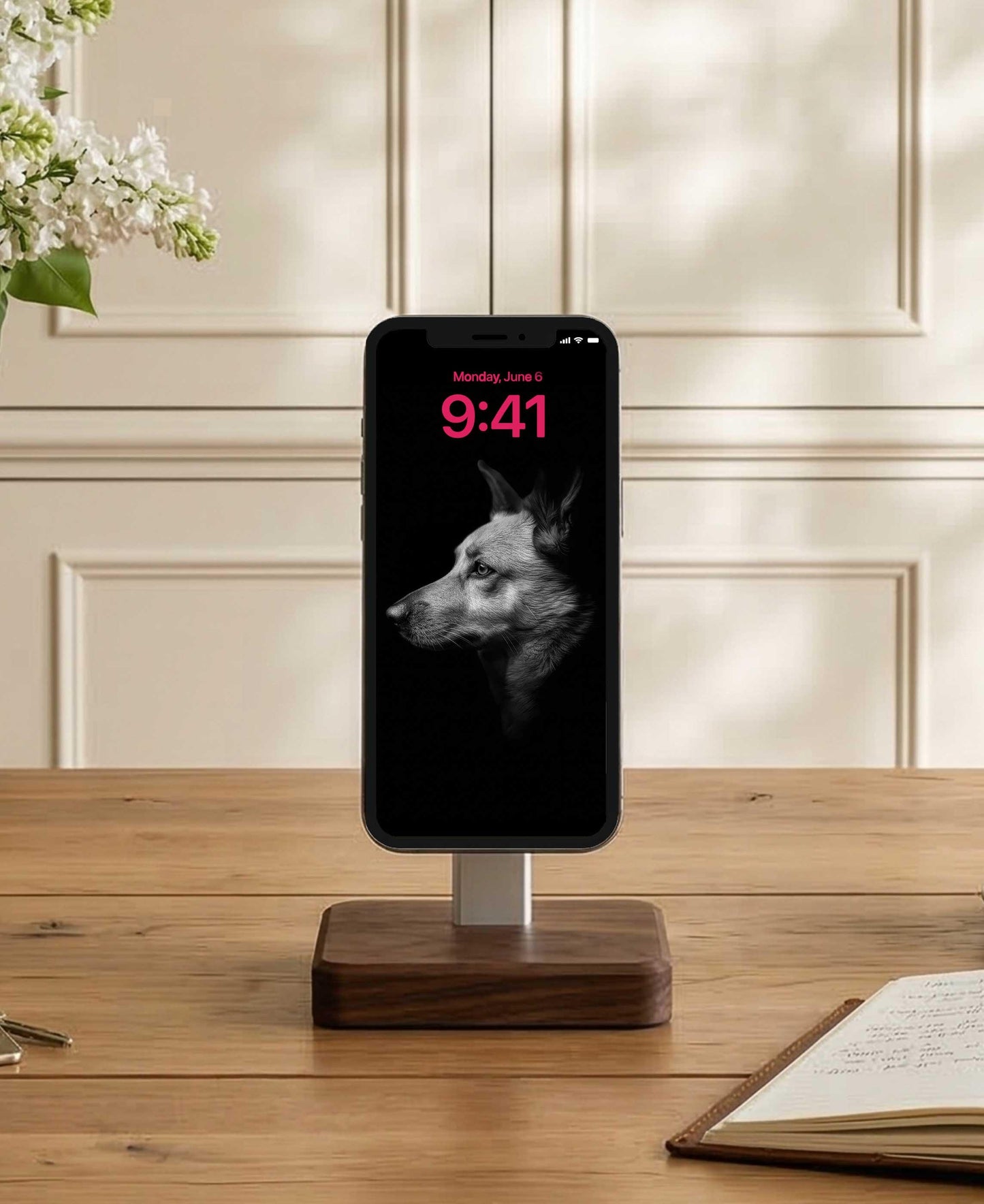 Custom Pet Portrait Wallpaper Black & White Fine Art for iPhone iPad Desktop Frame TV