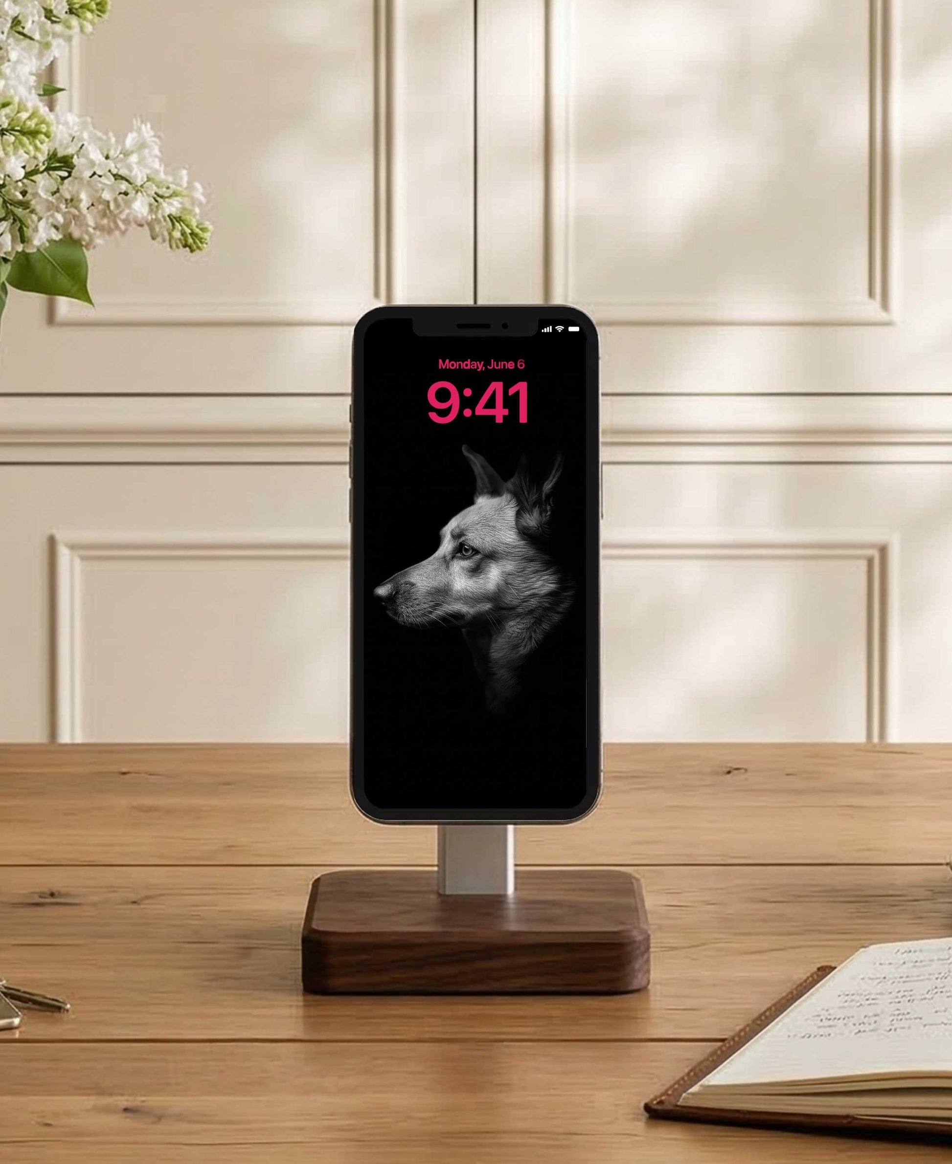 Custom Pet Portrait Wallpaper Black & White Fine Art for iPhone iPad Desktop Frame TV