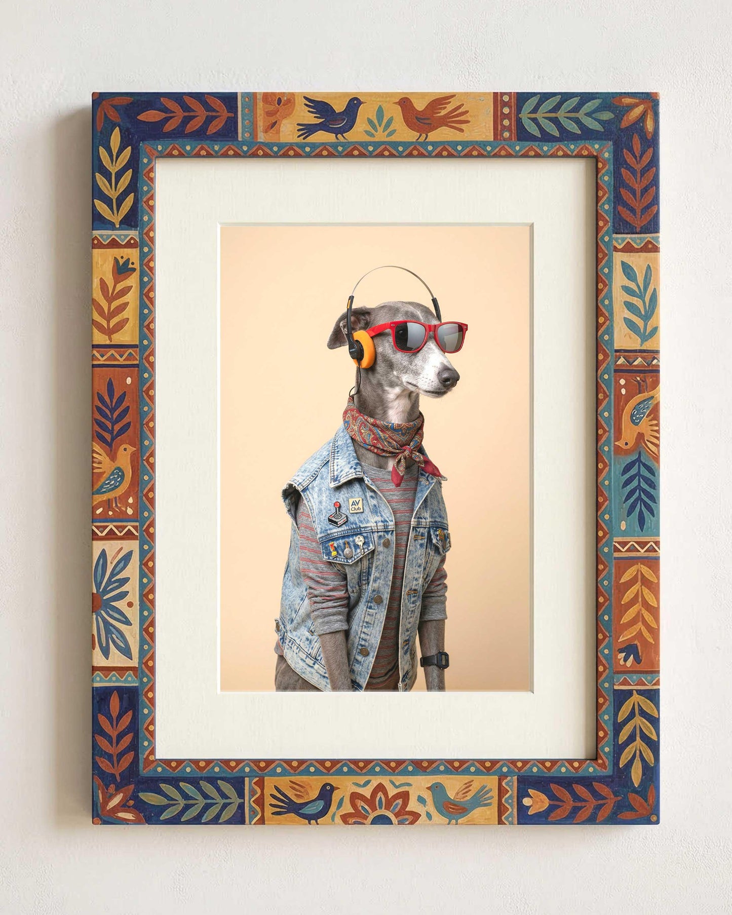 Custom Pet Portrait Maximalist Retro Wall Art Digital Print