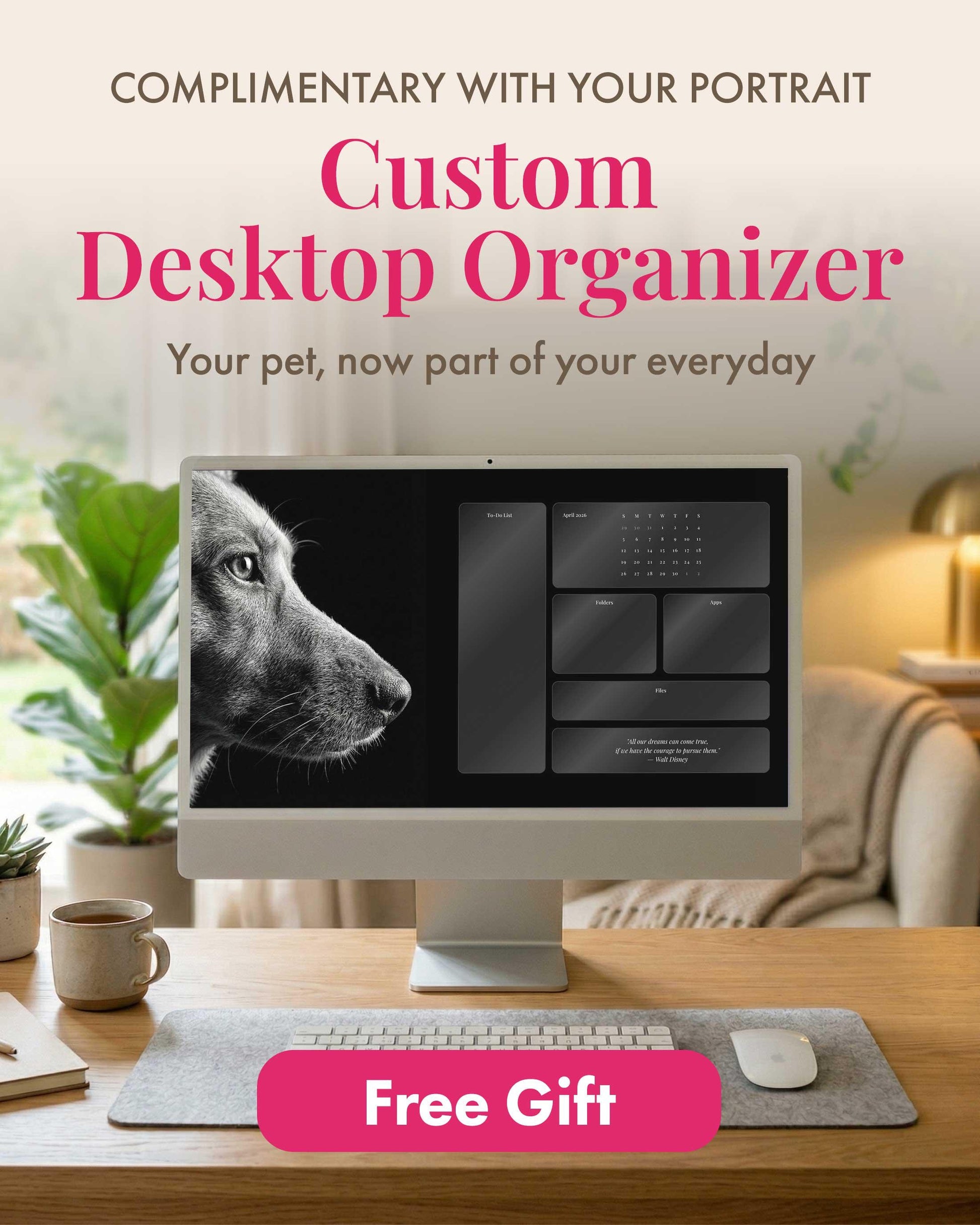 Custom Pet Portrait Wallpaper Black & White Fine Art for iPhone iPad Desktop Frame TV