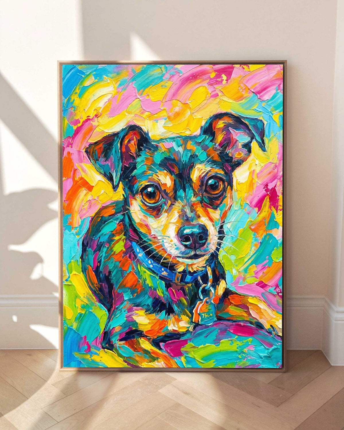 Custom Pet Portrait From Photo, Colorful Palette Knife Oil Art, Pet Lover Gift (Digital Download)