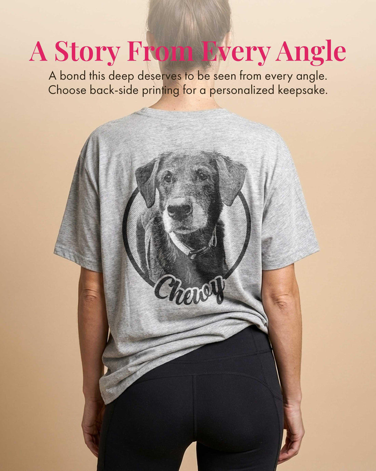Custom Pet Portrait T-Shirt, Personalized Dog Cat Photo Keepsake Memorial Gift for Pet Lover