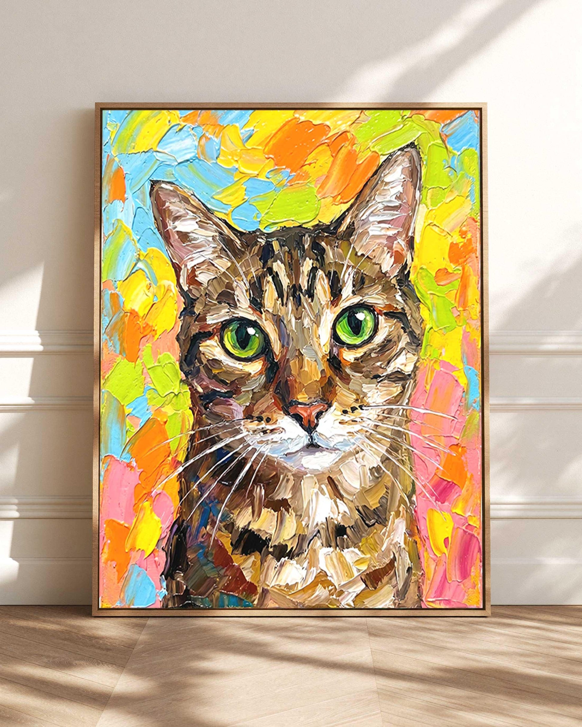 Custom Pet Portrait From Photo, Colorful Palette Knife Oil Art, Pet Lover Gift (Digital Download)