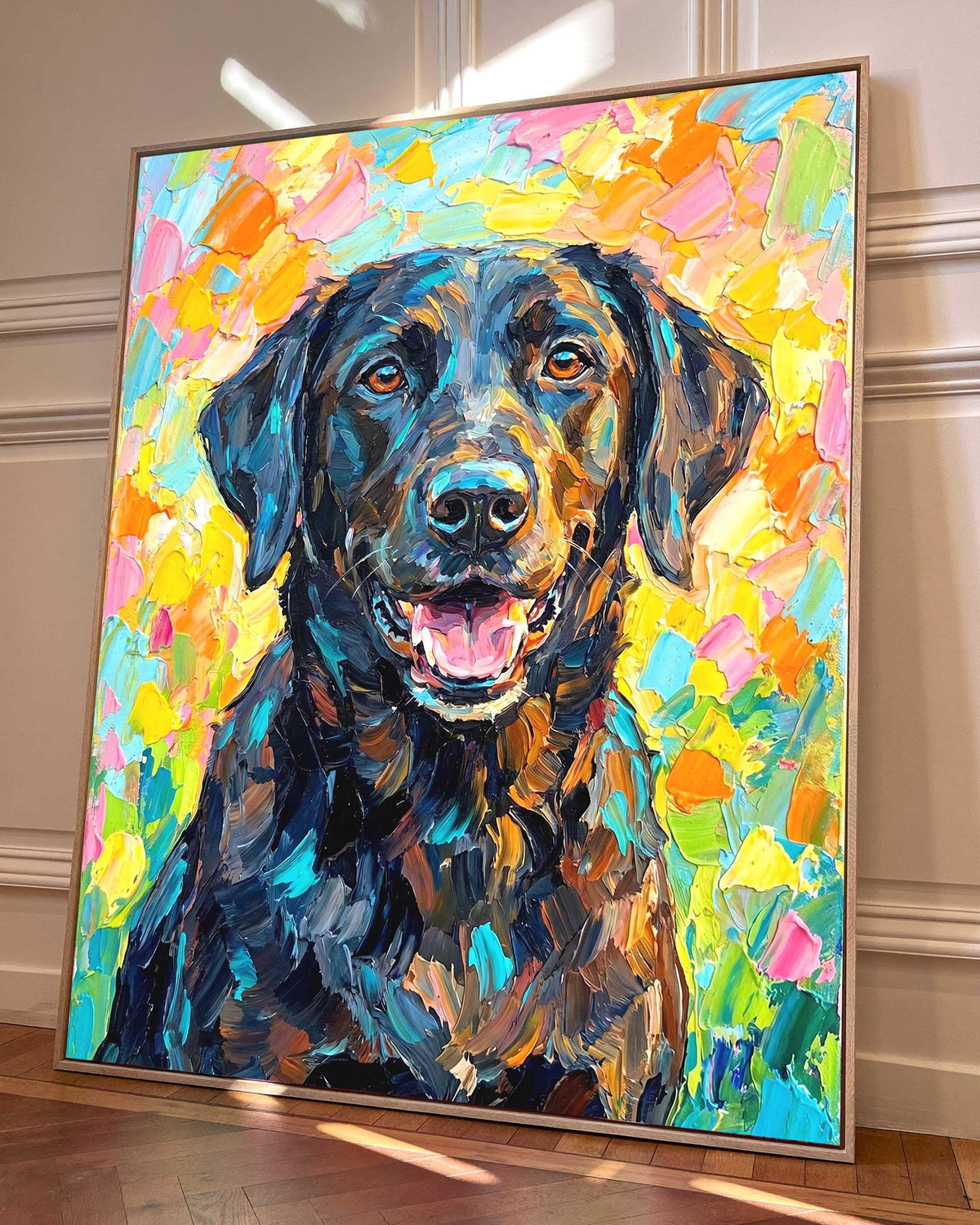 Custom Pet Portrait From Photo, Colorful Palette Knife Oil Art, Pet Lover Gift (Digital Download)