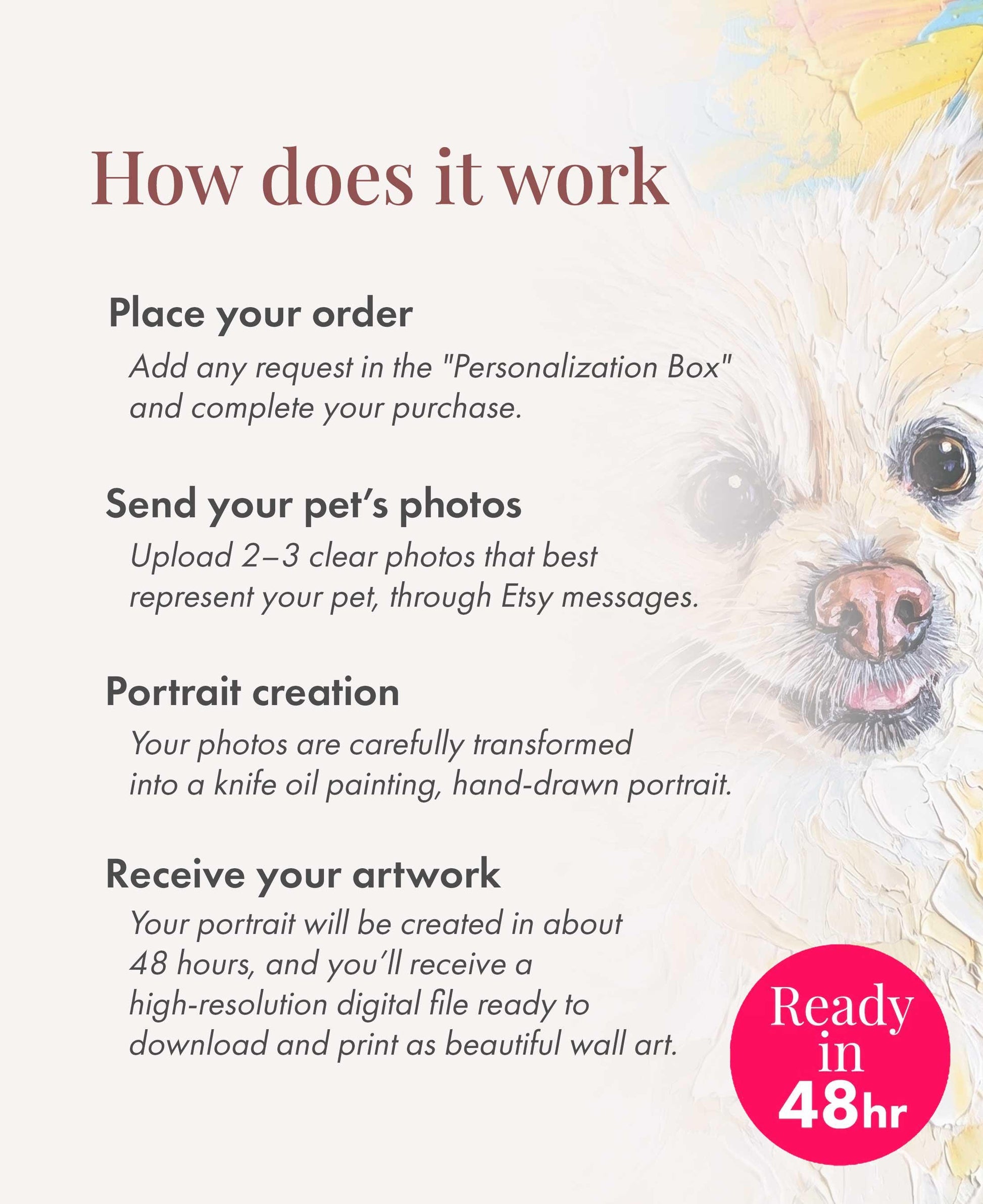 Custom Pet Portrait From Photo, Colorful Palette Knife Oil Art, Pet Lover Gift (Digital Download)