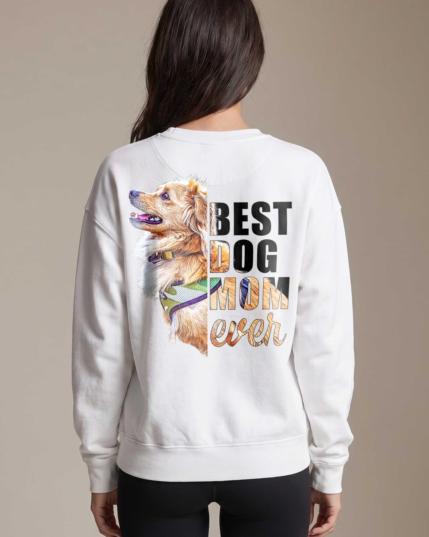 Custom Dog Mom Sweatshirt Personalized Pet Portrait Gift Best Dog Mom Ever Mother's Day Gift for Dog Lover