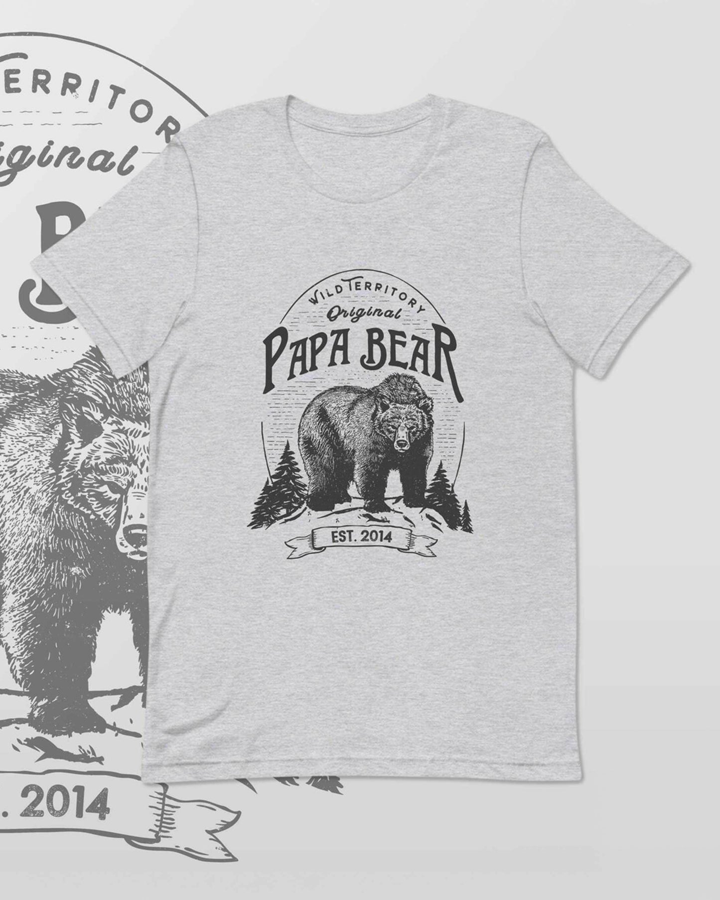 Papa Bear custom date athletic grey thsirt for Father's Day gift