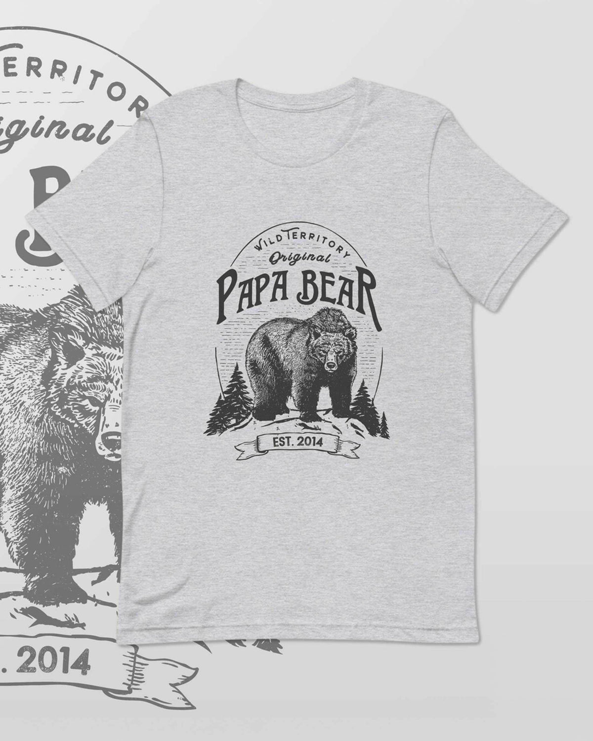 Papa Bear custom date athletic grey thsirt for Father's Day gift