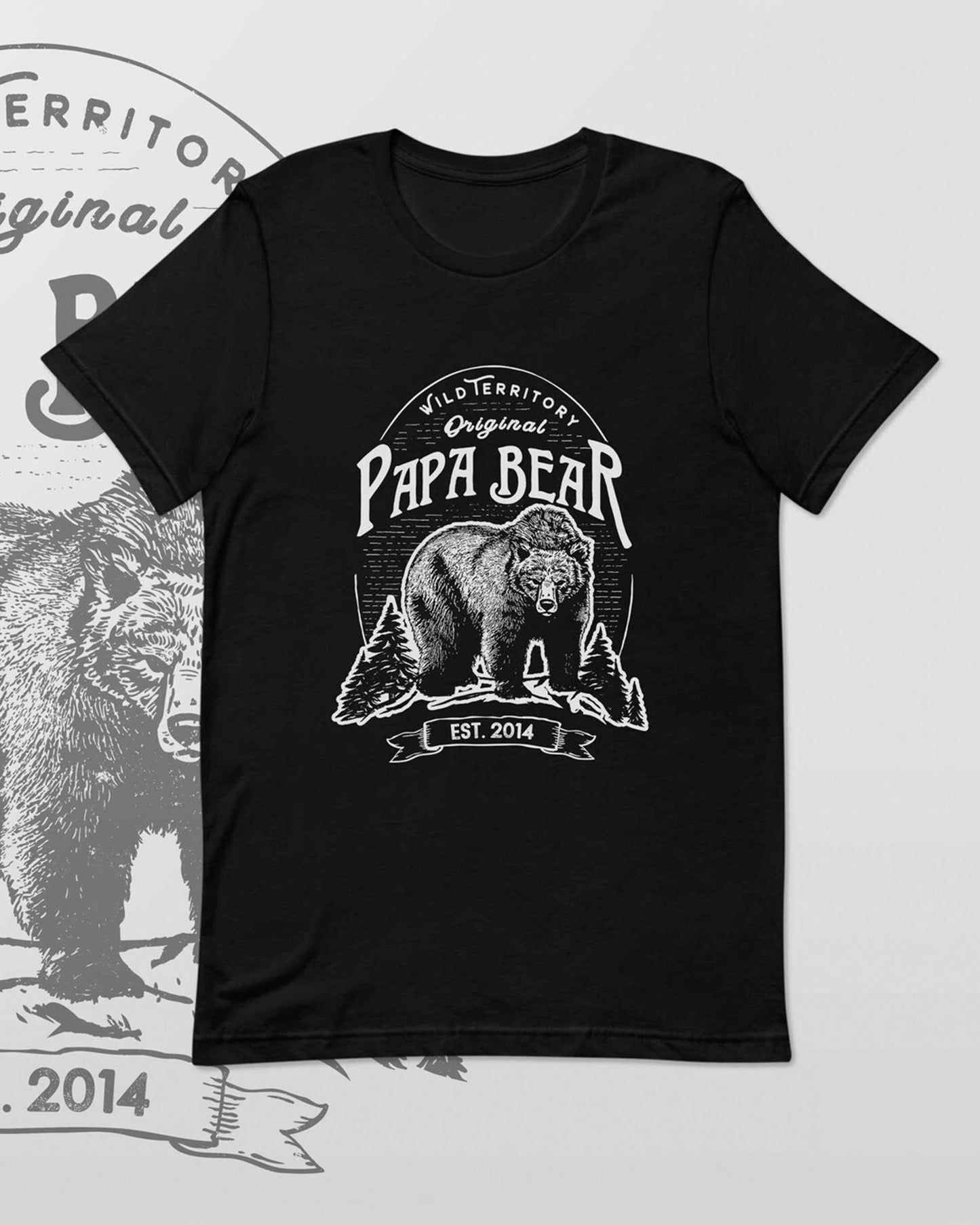 Papa Bear custom date black thsirt for Father's Day gift