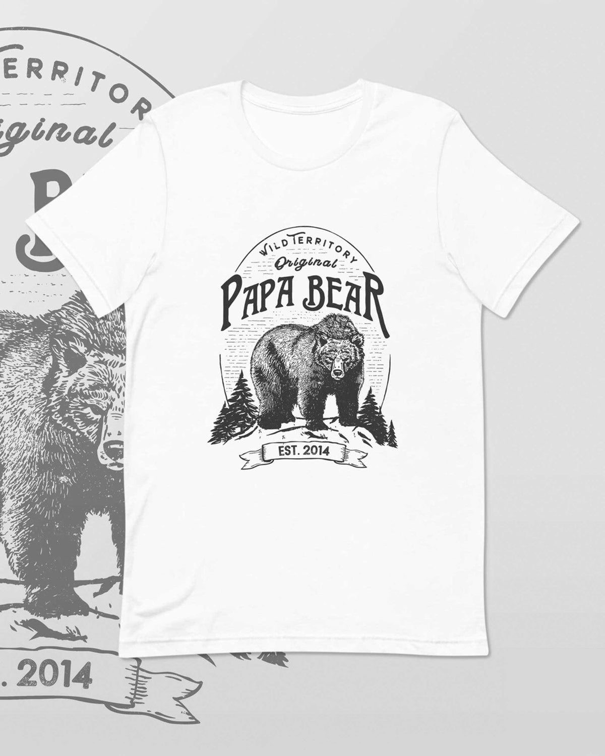 Papa Bear custom date white thsirt for Fathers Day gift