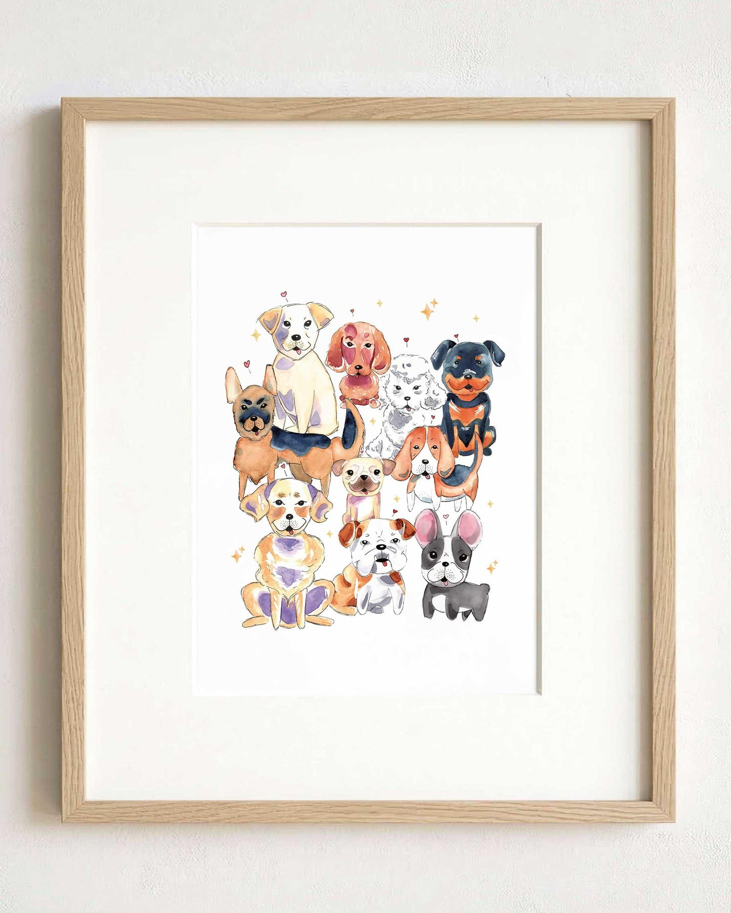 Multi-Breed Dog Watercolor Portrait Print (Digital Download)