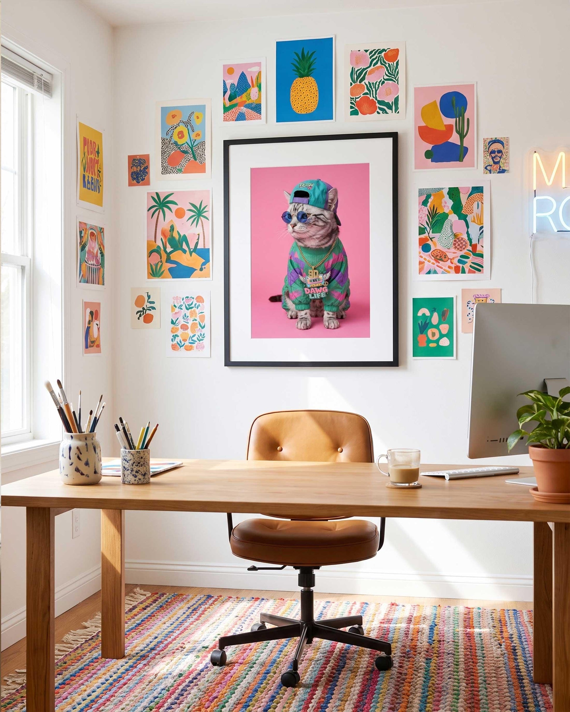 Custom Pet Portrait Maximalist Retro Wall Art Digital Print