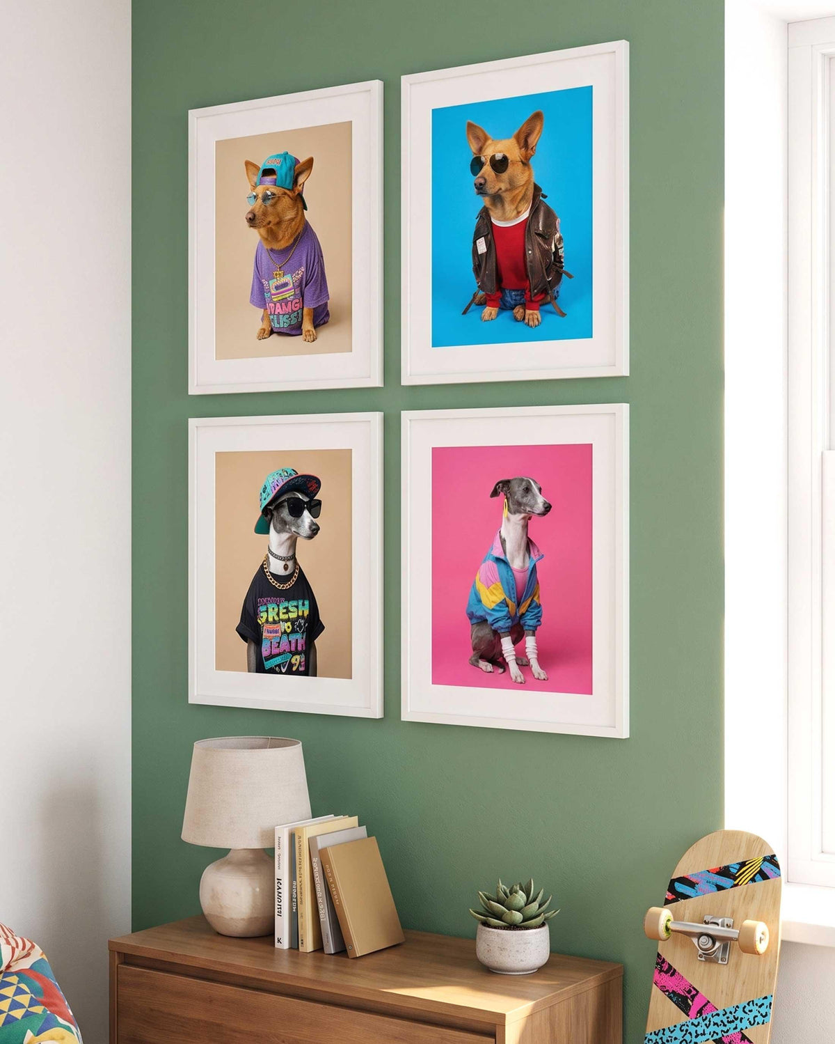 Custom Pet Portrait Maximalist Retro Wall Art Digital Print