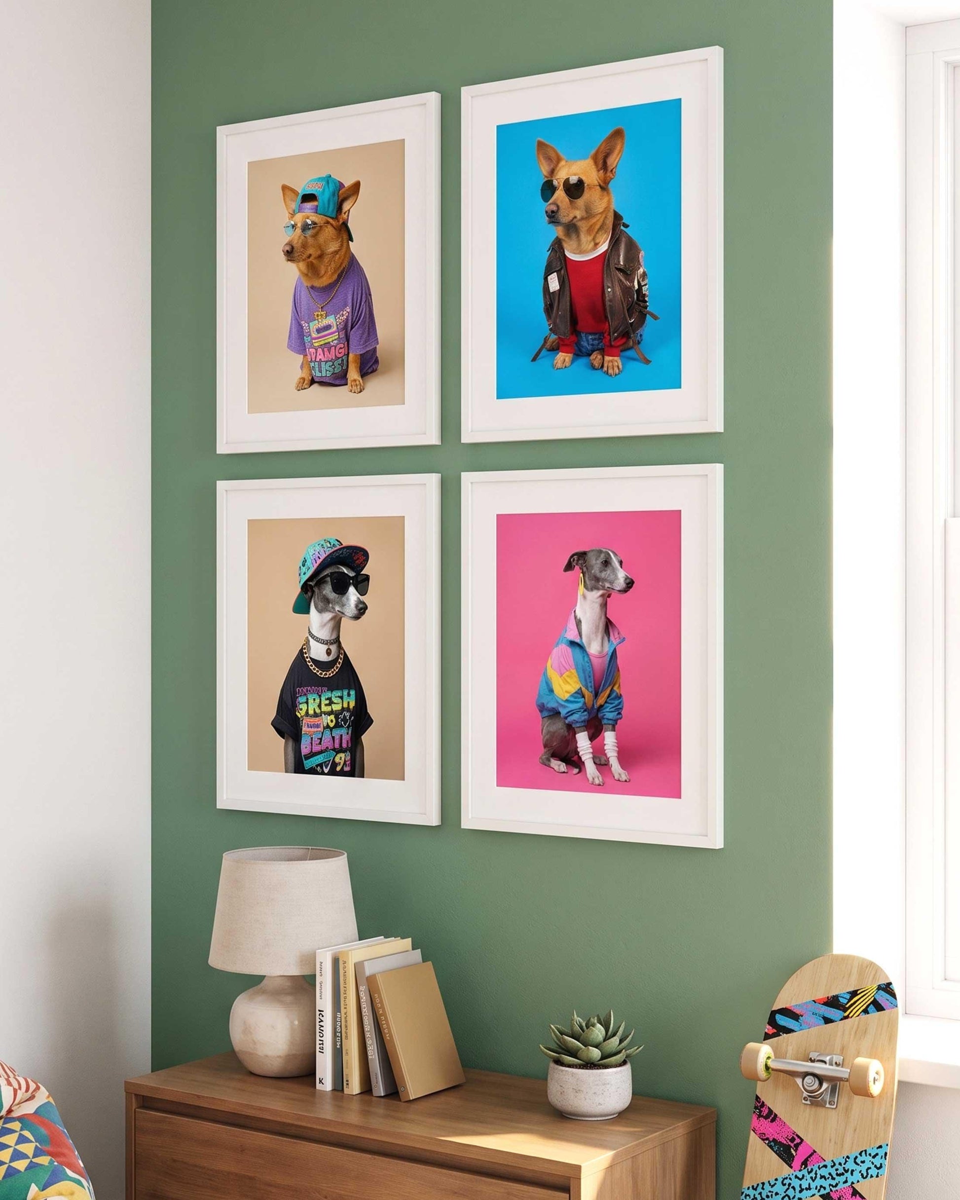 Custom Pet Portrait Maximalist Retro Wall Art Digital Print