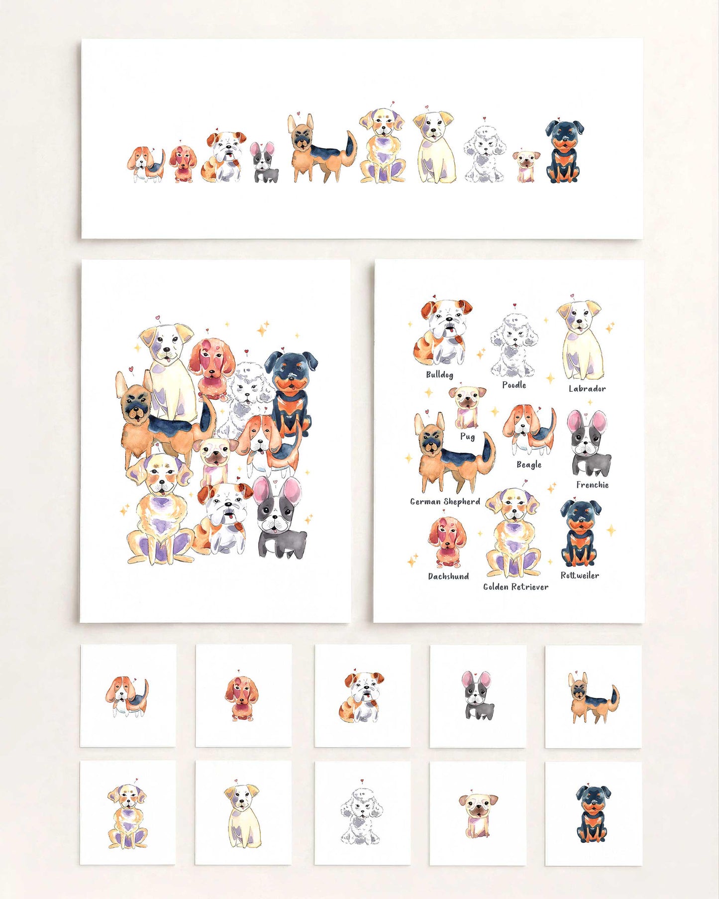 Multi-Breed Dog Watercolor Portrait Print (Digital Download)