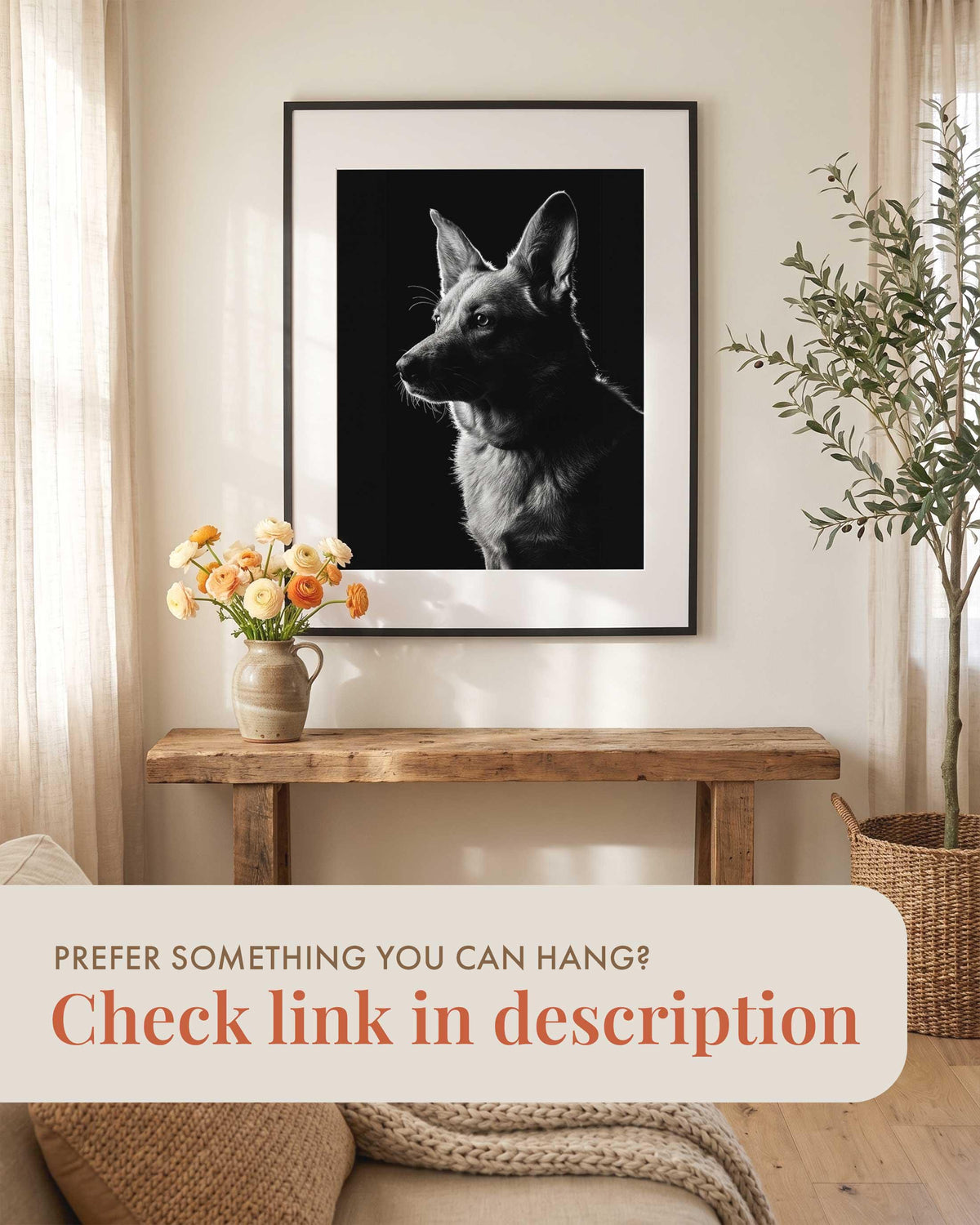 Custom Pet Portrait Wallpaper Black & White Fine Art for iPhone iPad Desktop Frame TV