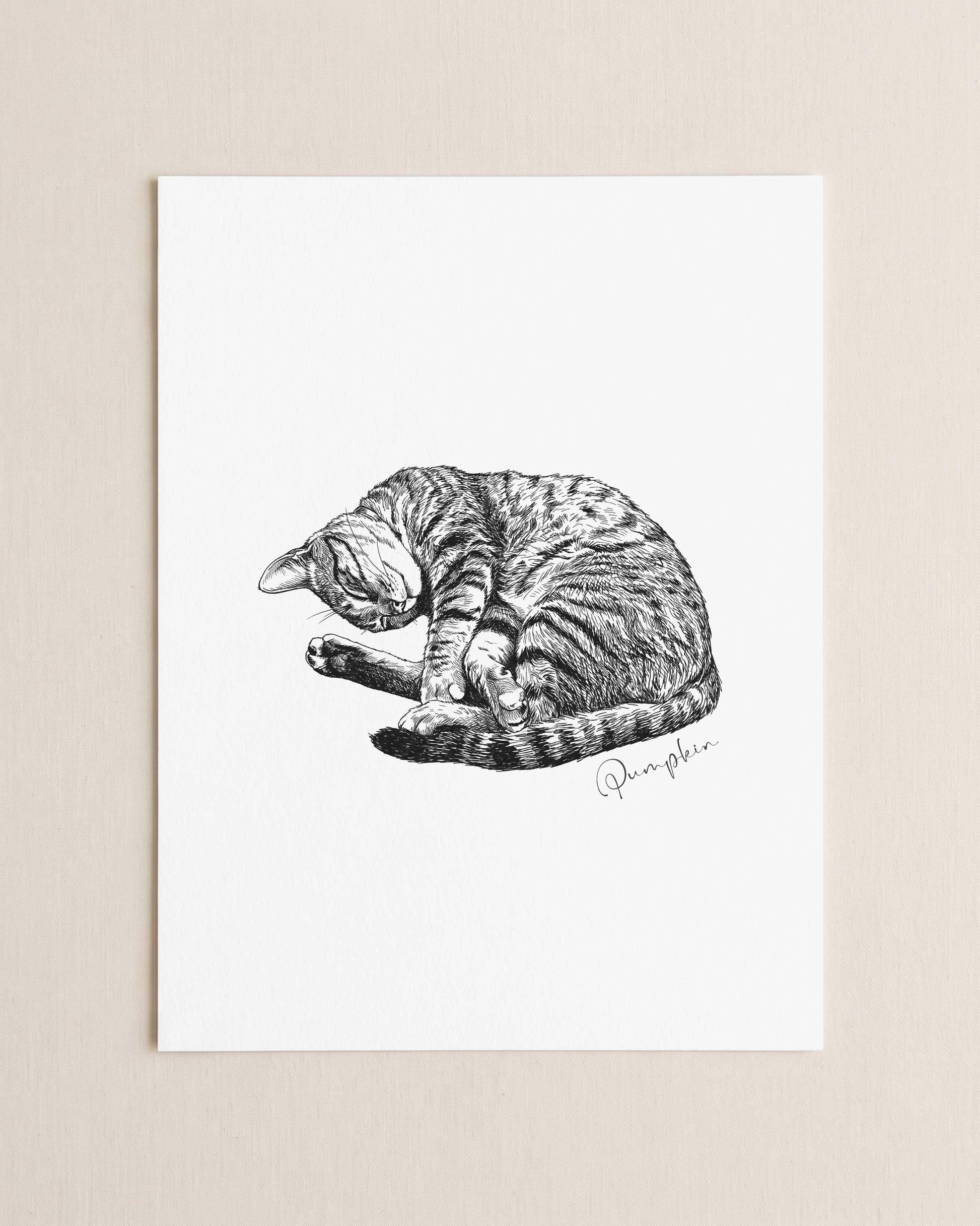 Custom Pet Portrait Sketch From Photo, Fine Art Ink Drawing, Pet Lover Gift