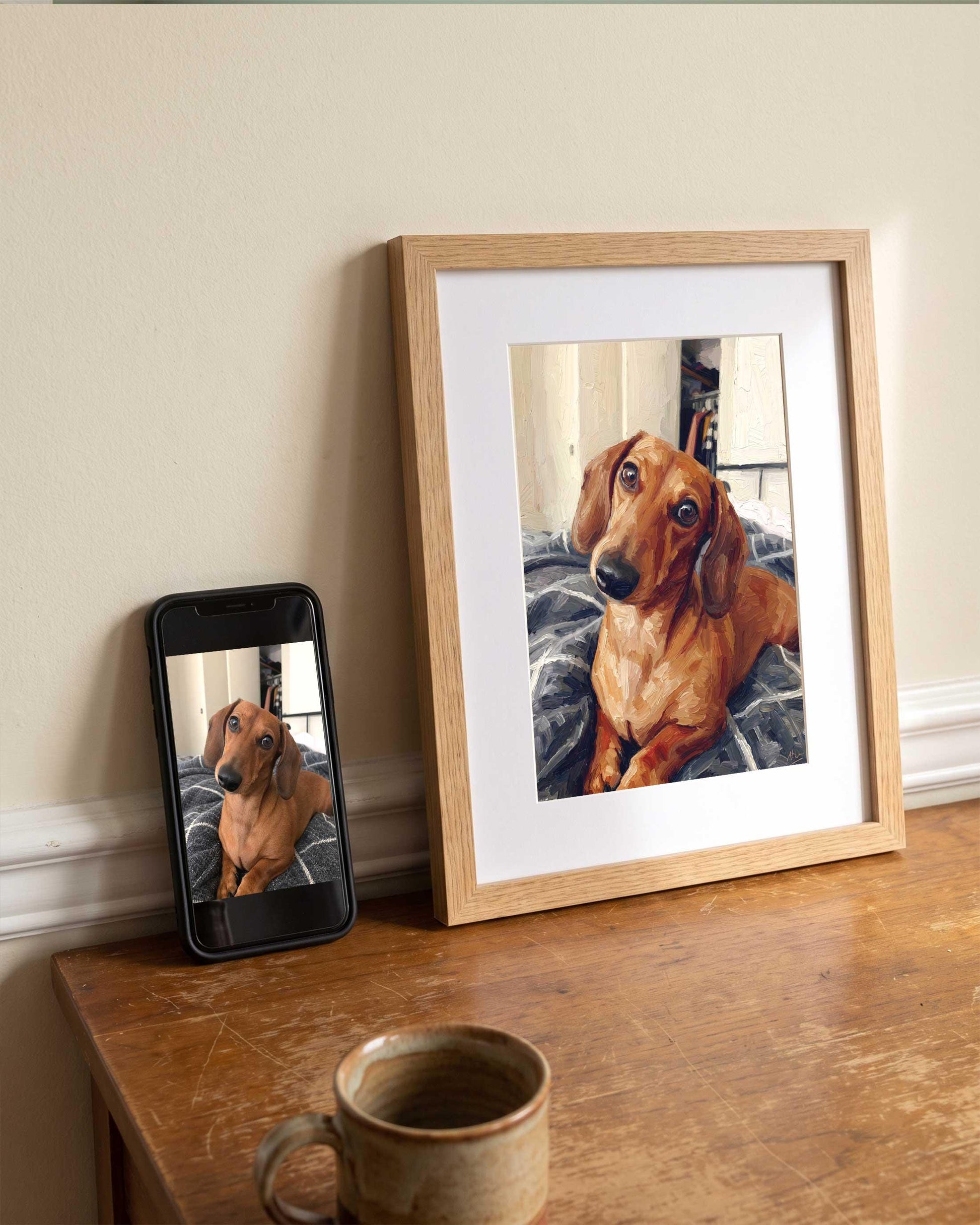 Custom Pet Portrait From Photo Colorful Oil Painting Digital Download