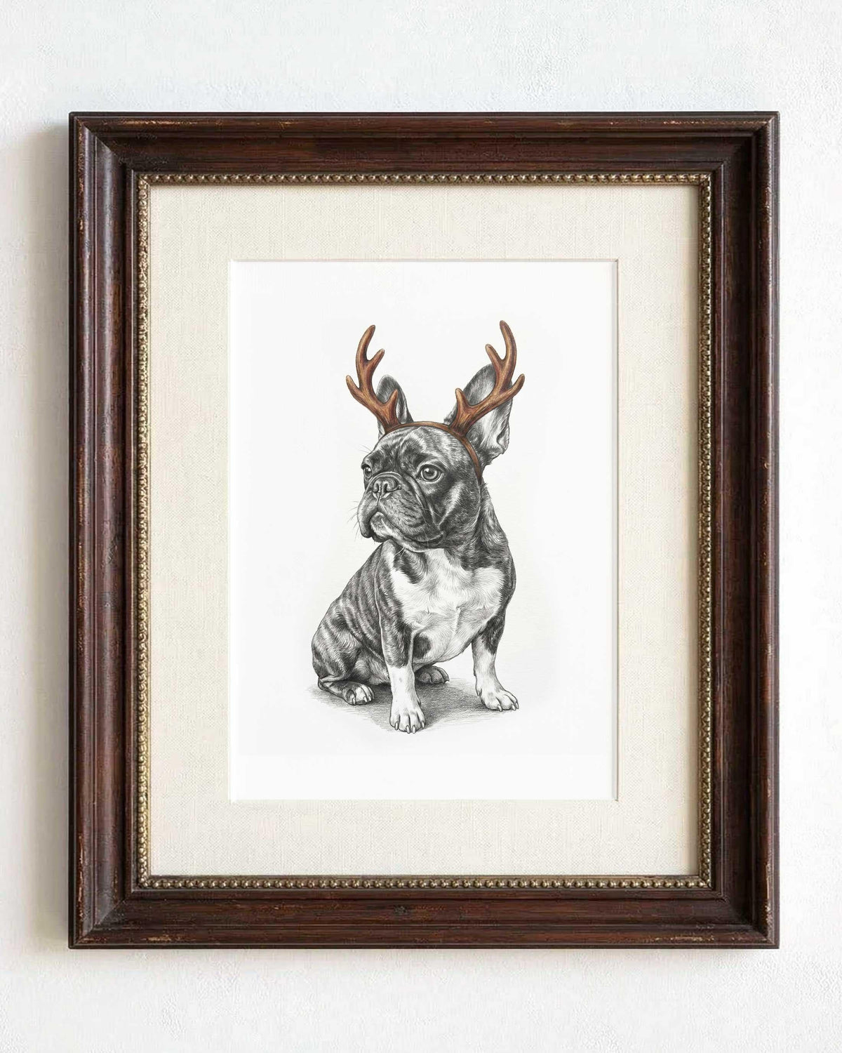 Christmas Pet Portrait From Photo, Custom Pencil Sketch Drawing (Digital Download)