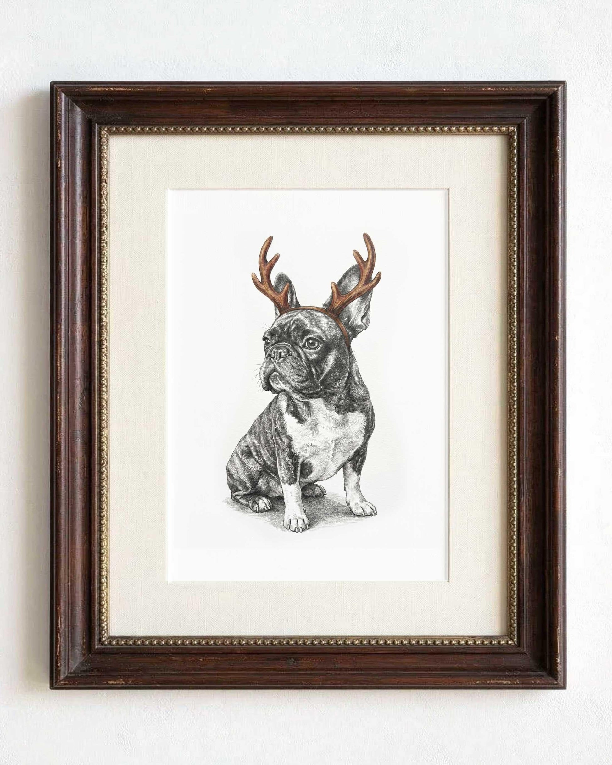 Christmas Pet Portrait From Photo, Custom Pencil Sketch Drawing (Digital Download)