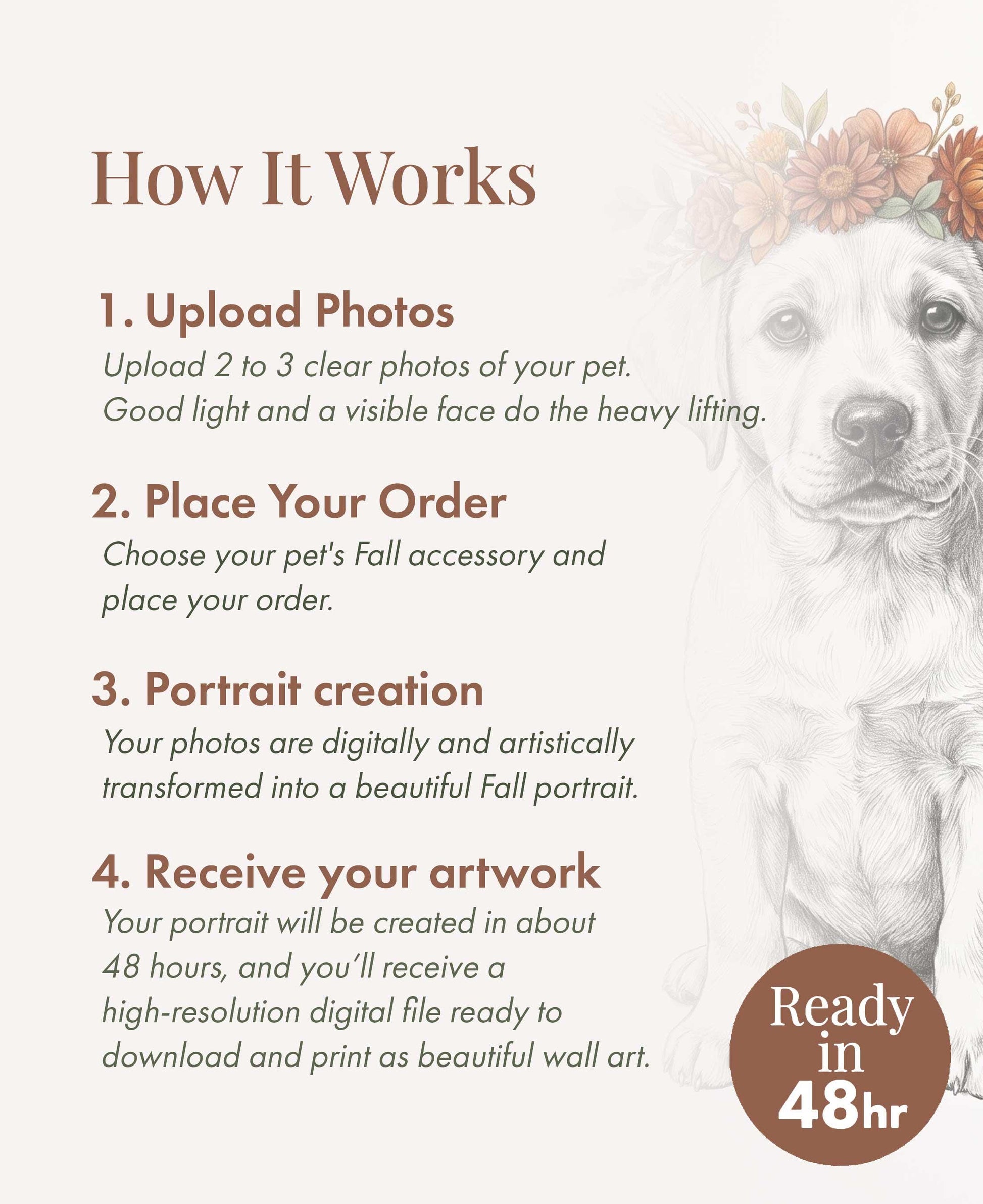 Custom Fall Printable Art Pet Portrait From Photo, Pencil Sketch Drawing (Digital Download)