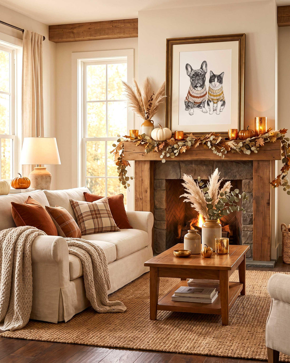 Custom Fall Printable Art Pet Portrait From Photo, Pencil Sketch Drawing (Digital Download)