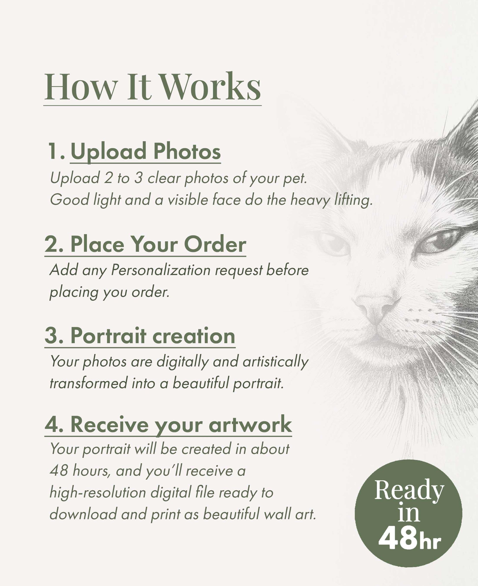 Custom Pet Portrait From Photo Pencil Charcoal Drawing Digital Download