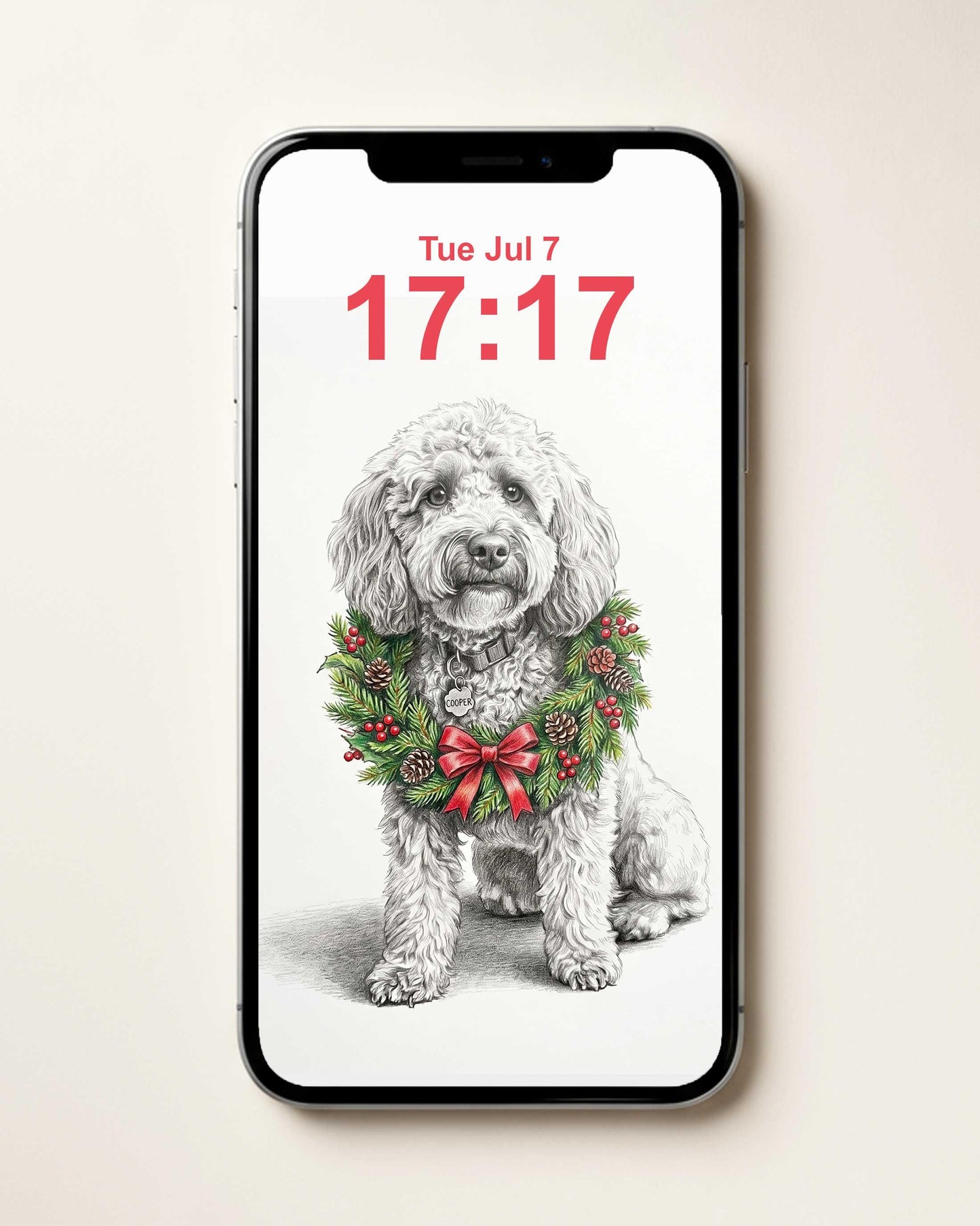 Christmas Pet Portrait From Photo, Custom Pencil Sketch Drawing (Digital Download)