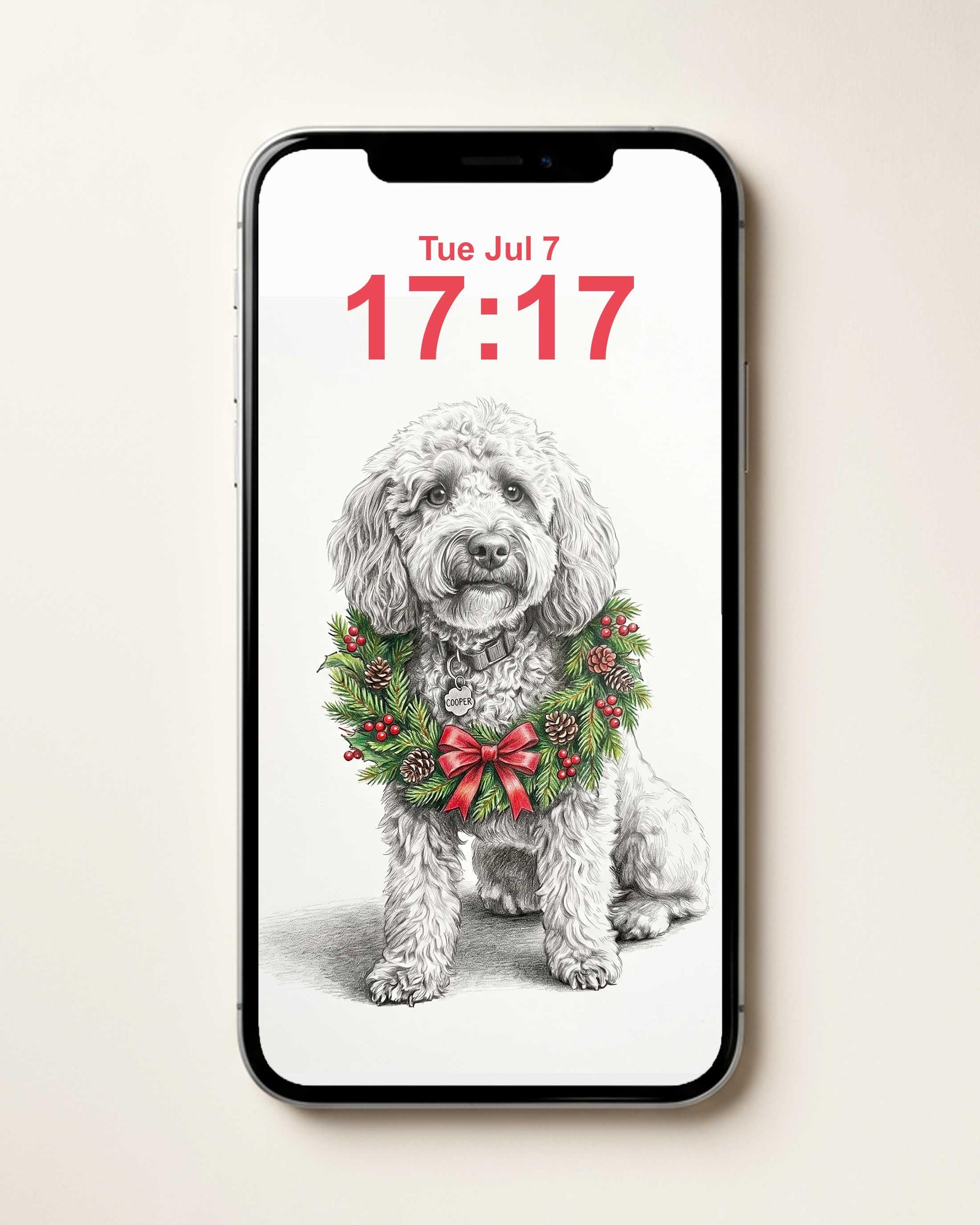 Christmas Pet Portrait From Photo, Custom Pencil Sketch Drawing (Digital Download)