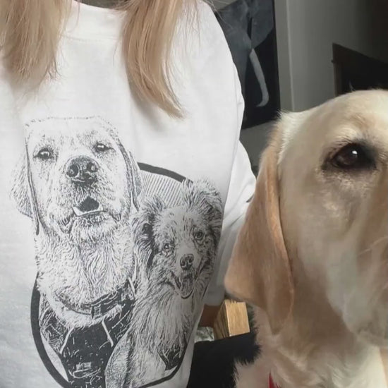 Custom Pet Portrait Kids Shirt Gift Personalized Dog Illustration Tee