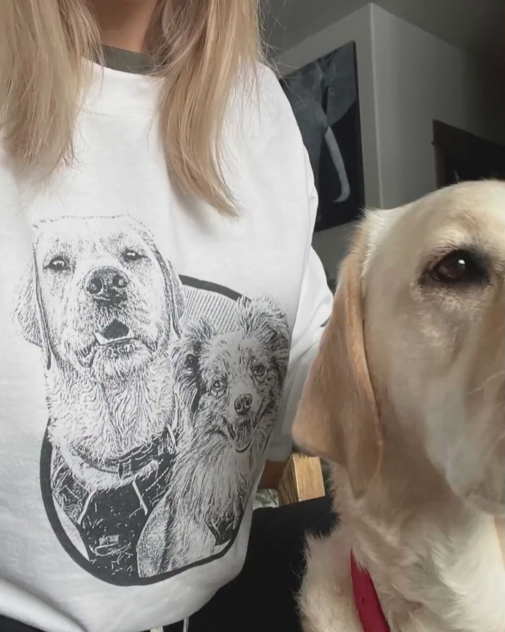 Custom Pet Portrait Kids Shirt Gift Personalized Dog Illustration Tee
