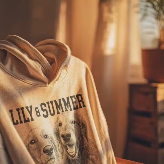Custom Dog and Cat Hoodie Pet Portrait Gift for Dog Parents Lovers