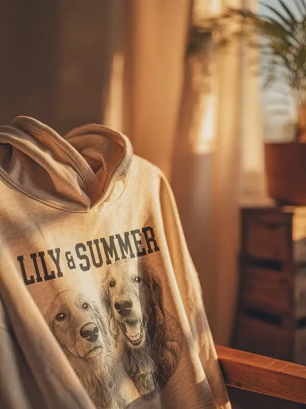 Custom Dog and Cat Hoodie Pet Portrait Gift for Dog Parents Lovers